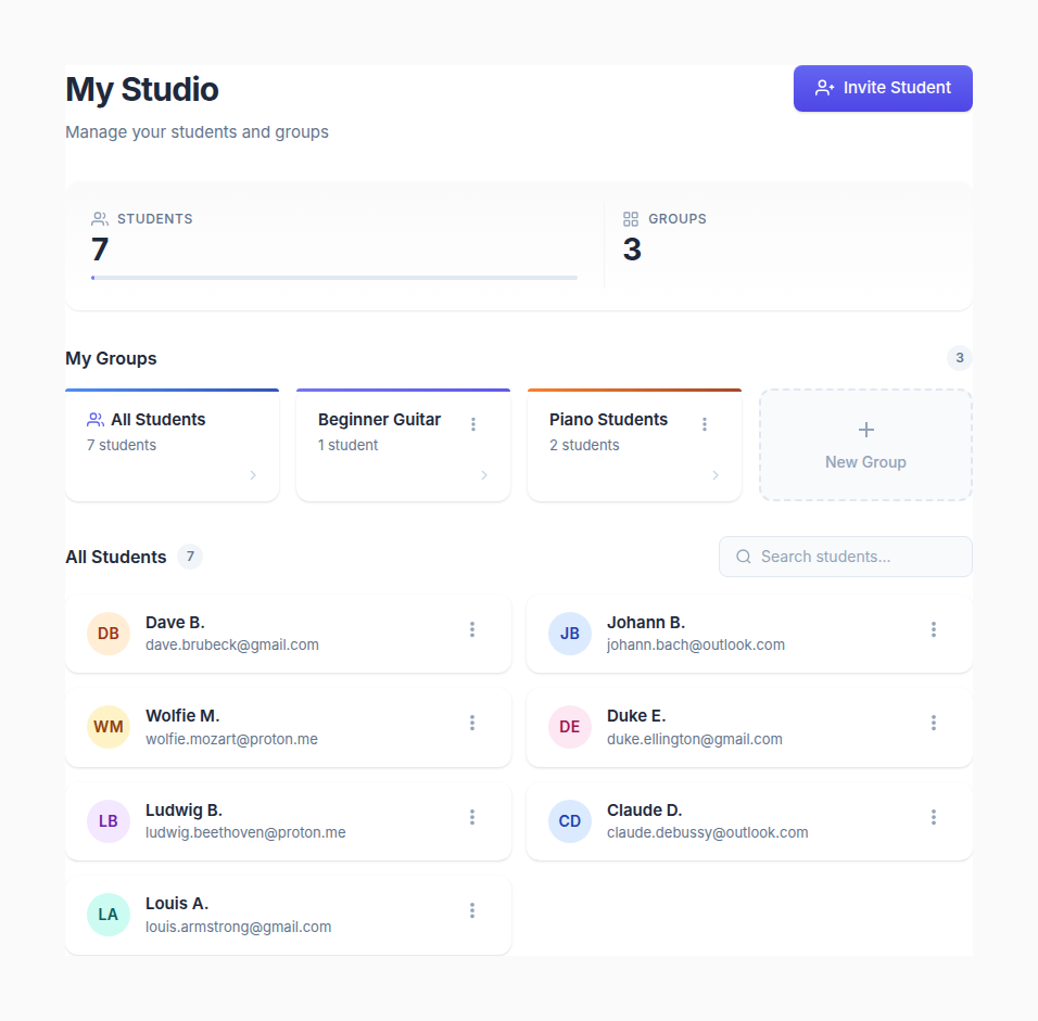 Studio & Groups in Counterpoint Studio